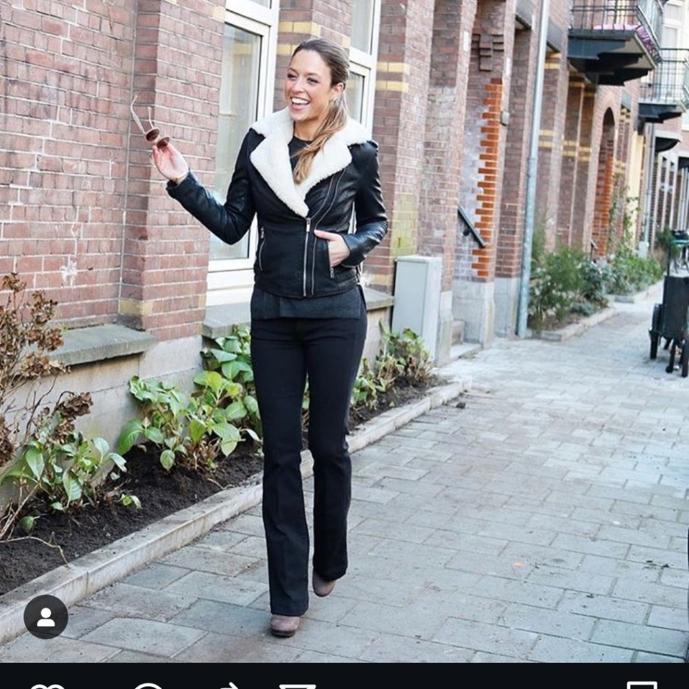 Goosecraft Leather Jacket with Removable Shearling Collar Size XS